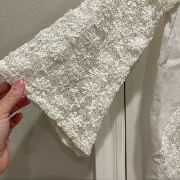 Mastro Moda Blouse Women’s M Button Up White Linen Lace Lagenlook Made In Italy - Picture 5 of 10